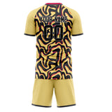 Custom Cream Black GeometricalPattern Soccer Set