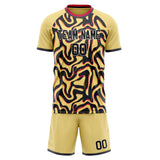 Custom Cream Black GeometricalPattern Soccer Set