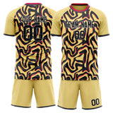 Custom Cream Black GeometricalPattern Soccer Set