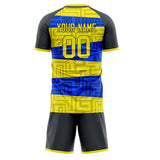 Custom Yellow Blue GeometricalPattern Soccer Set