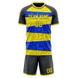 Custom Yellow Blue GeometricalPattern Soccer Set