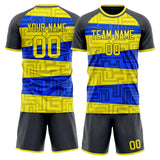 Custom Yellow Blue GeometricalPattern Soccer Set