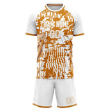 Custom White Orange GeometricalPattern Soccer Set