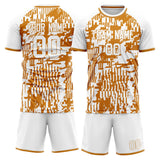 Custom White Orange GeometricalPattern Soccer Set