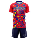 Custom Red Navy GeometricalPattern Soccer Set