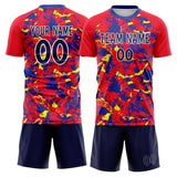 Custom Red Navy GeometricalPattern Soccer Set