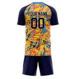 Custom Gold Navy GeometricalPattern Soccer Set