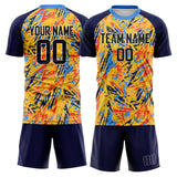 Custom Gold Navy GeometricalPattern Soccer Set