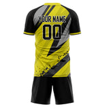 Custom Yellow Black GeometricalPattern Soccer Set