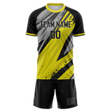 Custom Yellow Black GeometricalPattern Soccer Set