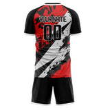 Custom Red Black GeometricalPattern Soccer Set