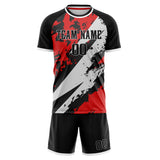Custom Red Black GeometricalPattern Soccer Set
