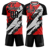 Custom Red Black GeometricalPattern Soccer Set