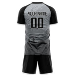 Custom Black Gray GeometricalPattern Soccer Set