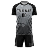 Custom Black Gray GeometricalPattern Soccer Set