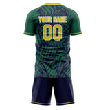 Custom Kelly Green Yellow GeometricalPattern Soccer Set