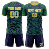 Custom Kelly Green Yellow GeometricalPattern Soccer Set