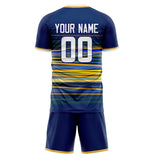 Custom Navy White GeometricalPattern Soccer Set