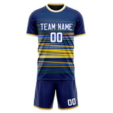 Custom Navy White GeometricalPattern Soccer Set