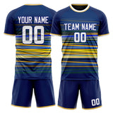 Custom Navy White GeometricalPattern Soccer Set