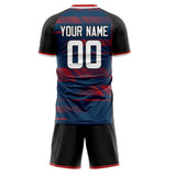 Custom Navy Red GeometricalPattern Soccer Set