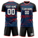 Custom Navy Red GeometricalPattern Soccer Set