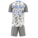 Custom White Gray GeometricalPattern Soccer Set