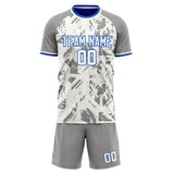 Custom White Gray GeometricalPattern Soccer Set