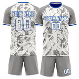 Custom White Gray GeometricalPattern Soccer Set