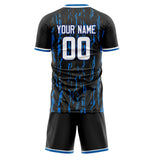 Custom Black Blue GeometricalPattern Soccer Set