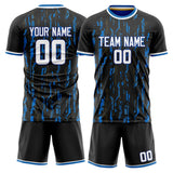 Custom Black Blue GeometricalPattern Soccer Set