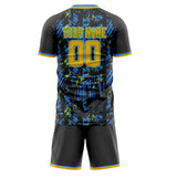 Custom Blue Gold GeometricalPattern Soccer Set