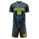 Custom Blue Gold GeometricalPattern Soccer Set