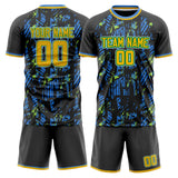 Custom Blue Gold GeometricalPattern Soccer Set