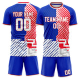 Custom Red White GeometricalPattern Soccer Set