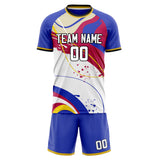 Custom White Blue GeometricalPattern Soccer Set