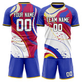 Custom White Blue GeometricalPattern Soccer Set