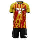 Custom Gold Red GeometricalPattern Soccer Set