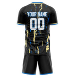 Custom Black Cream GeometricalPattern Soccer Set