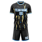 Custom Black Cream GeometricalPattern Soccer Set