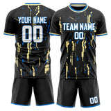 Custom Black Cream GeometricalPattern Soccer Set