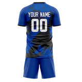 Custom Royal Black GeometricalPattern Soccer Set
