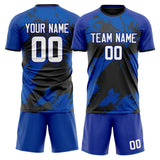 Custom Royal Black GeometricalPattern Soccer Set