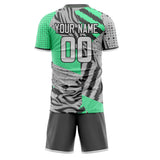 Custom Gray Teal GeometricalPattern Soccer Set