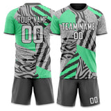 Custom Gray Teal GeometricalPattern Soccer Set