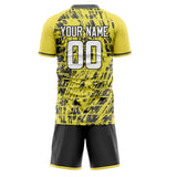 Custom Yellow Gray GeometricalPattern Soccer Set