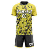 Custom Yellow Gray GeometricalPattern Soccer Set