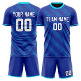 Custom Royal White GeometricalPattern Soccer Set