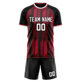 Custom Red Black GeometricalPattern Soccer Set