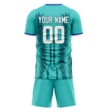 Custom Teal White GeometricalPattern Soccer Set